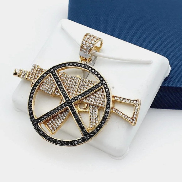 "14K Gold Plated Cubic Zircon Pendant, INUS1BR211 - Picture 4 of 10